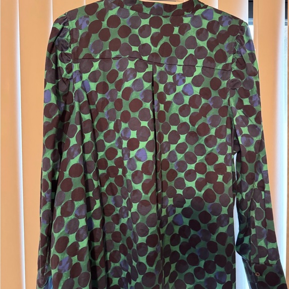 NIC+ZOE Teal and Navy Polka Dot Blouse - Picture 5 of 7